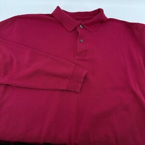 L.L.Bean Mens M  Regular Fit Long Sleeve Polo Shirt Burgundy Cotton
